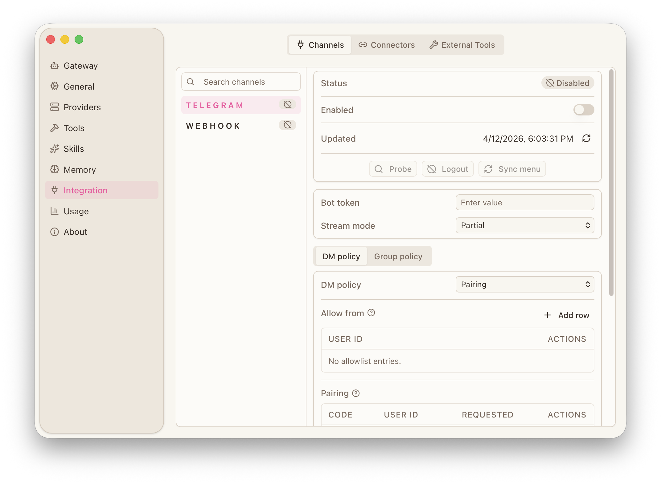 DreamCreator mobile channel interface